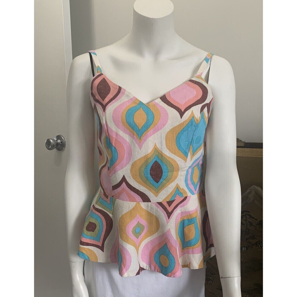 Judith March Deja Geometrical Spaghetti Strap Sleeveless Top Size Med